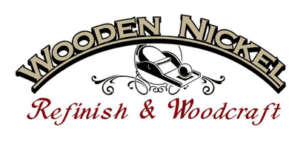 Wooden Nickel Logo with White Outline