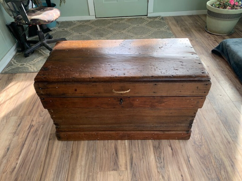 Newly refinished wooden trunk